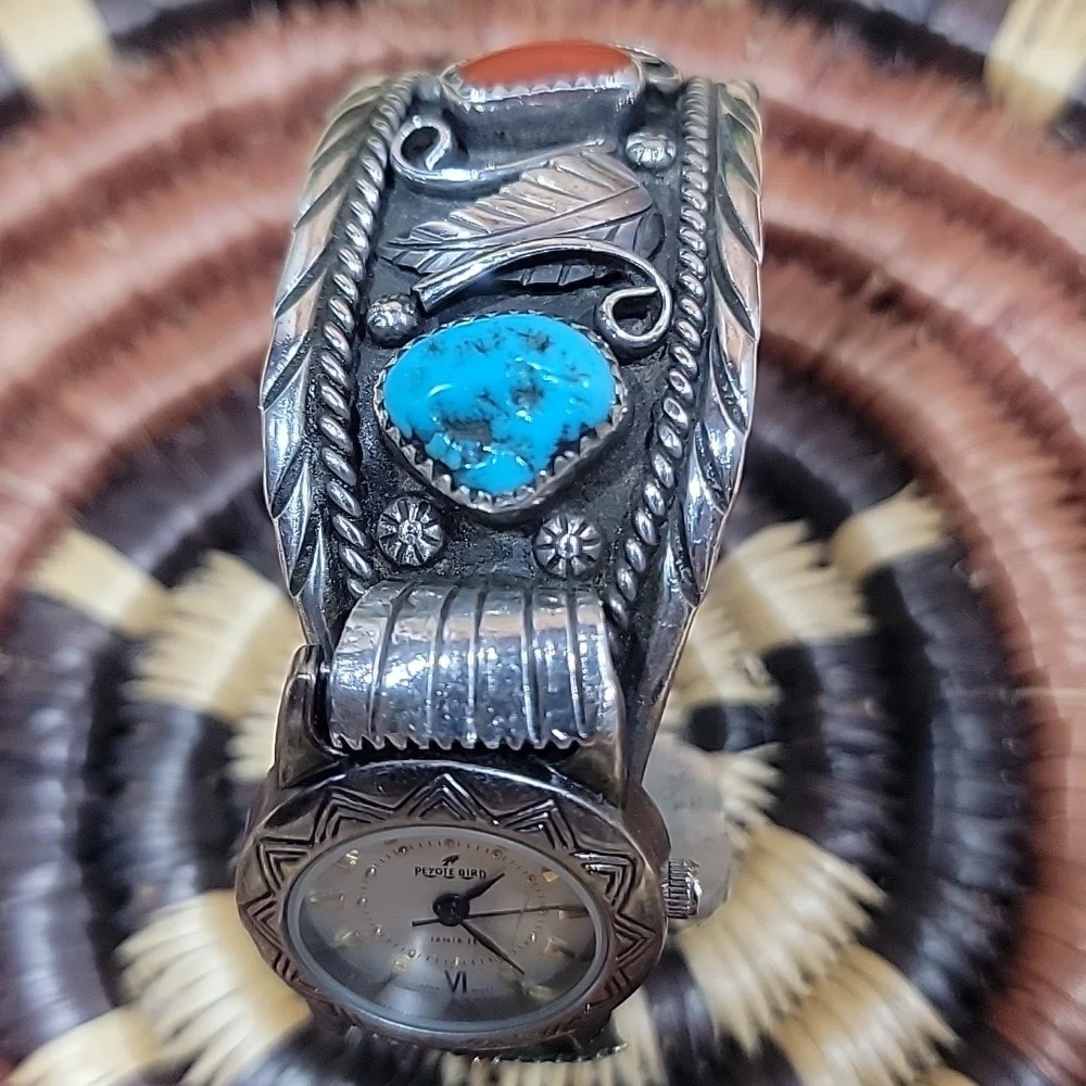 1950's Rare Navajo Sidewinder Cuff Bracelet Watch - Picture 7 of 16